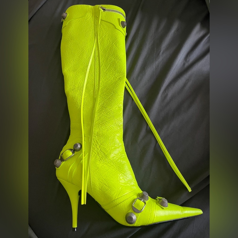 Balenciaga Cagole Neon Yellow Heel Boot - Picture 2 of 3
